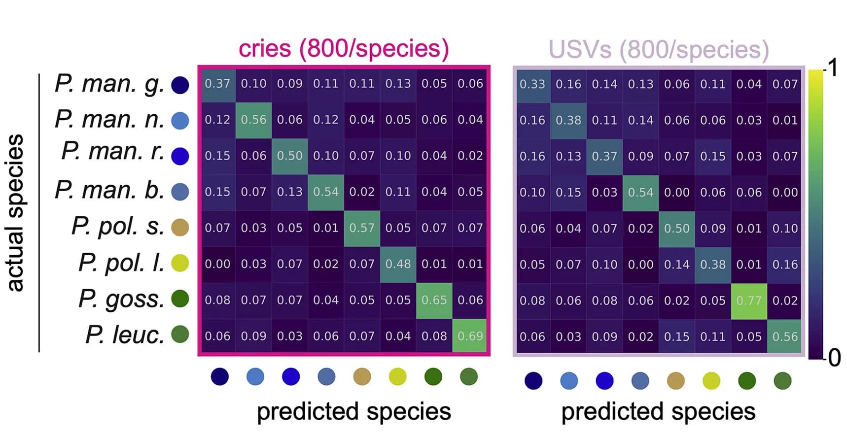 Open access visualization of Heatmap, Confusion Matrices, Random Forest Classifiers, Vocalizations, Cries