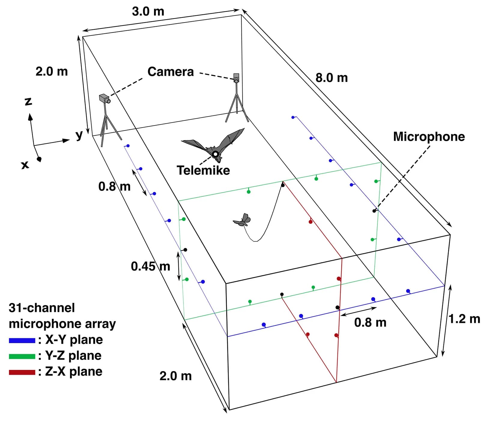 Open access visualization of Illustration, Workflow, Flight Chamber, Microphone Array, 3D Direction