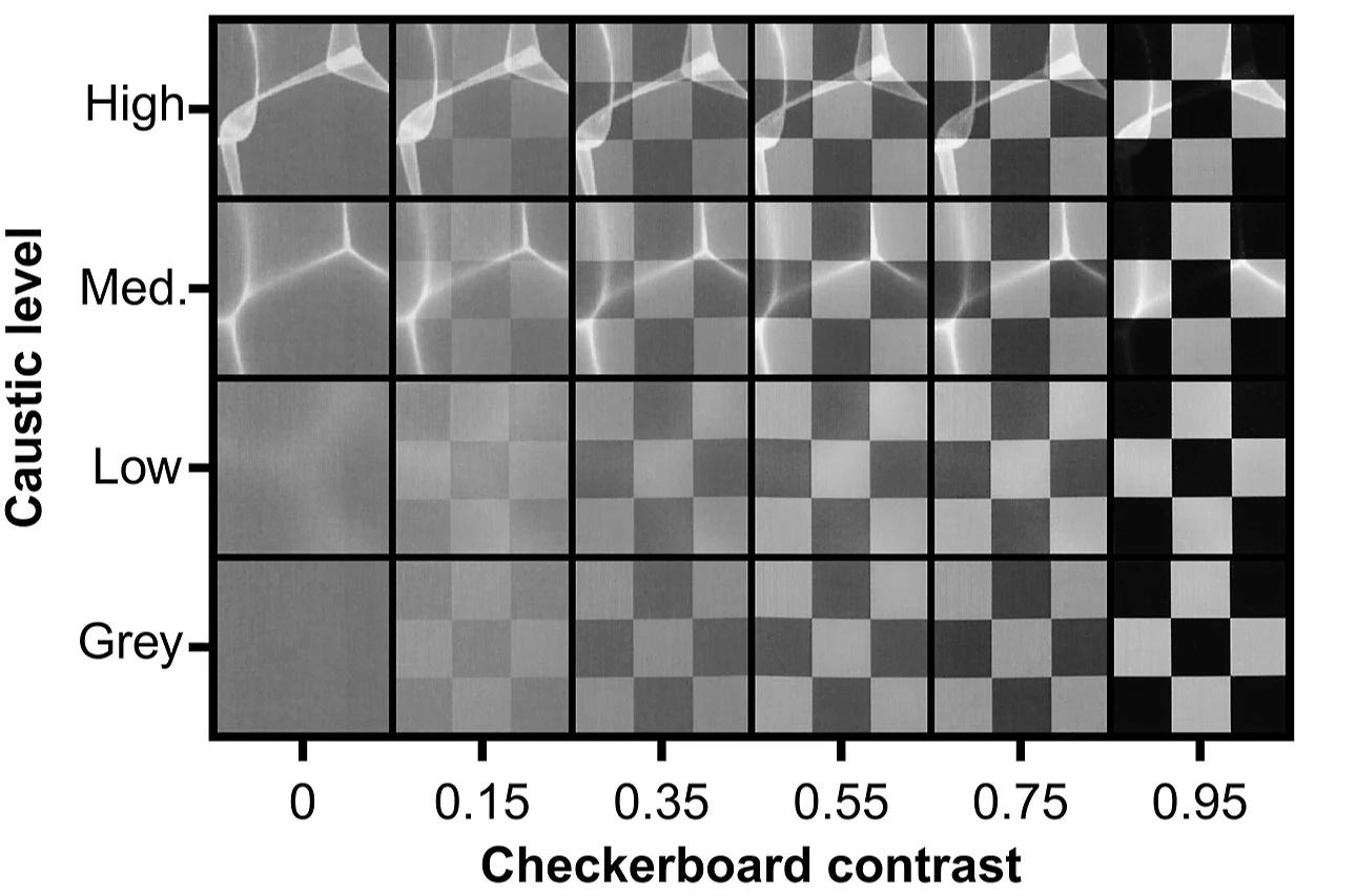 Open access visualization of Photo, Photographs, Caustic Levels, Checkerboards, Checkerboard Contrast