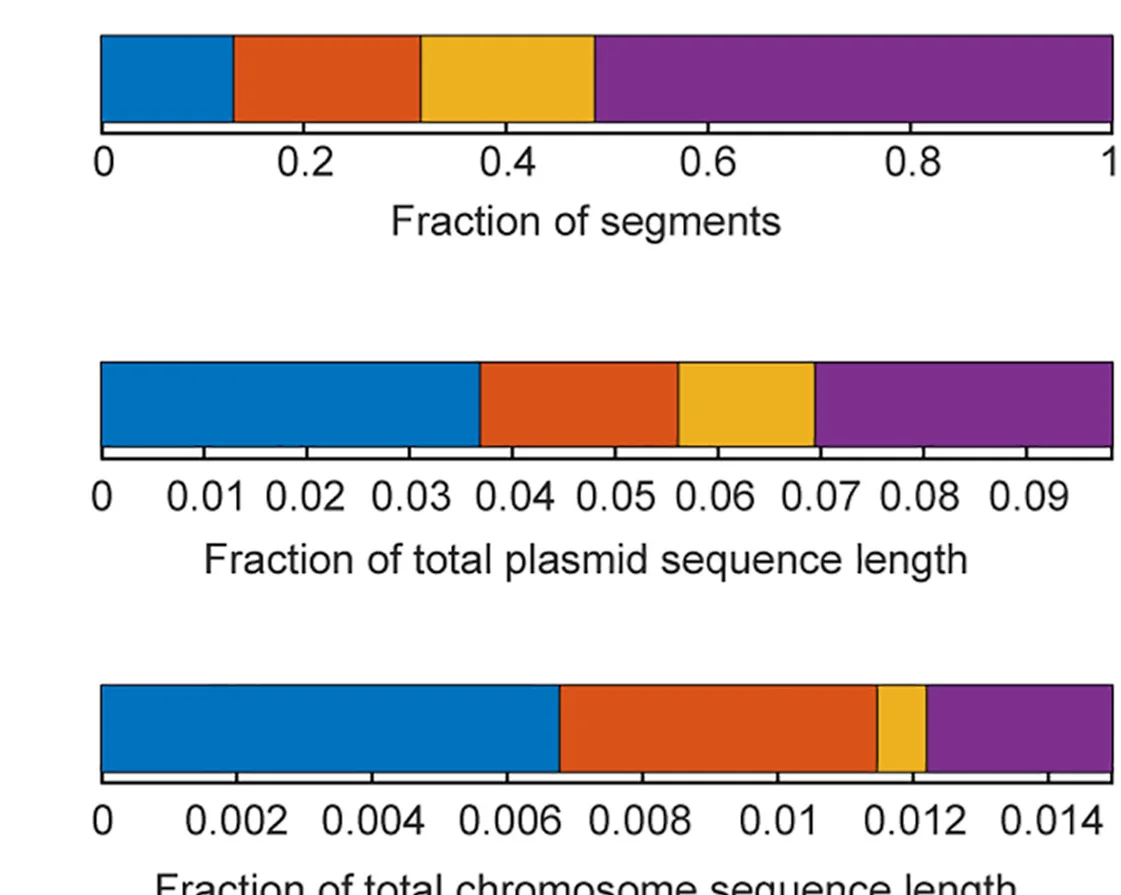 Open access visualization of Stacked Bar Plot, Segment Sequence, Protein-Coding Sequences, CDSs, Plasmid