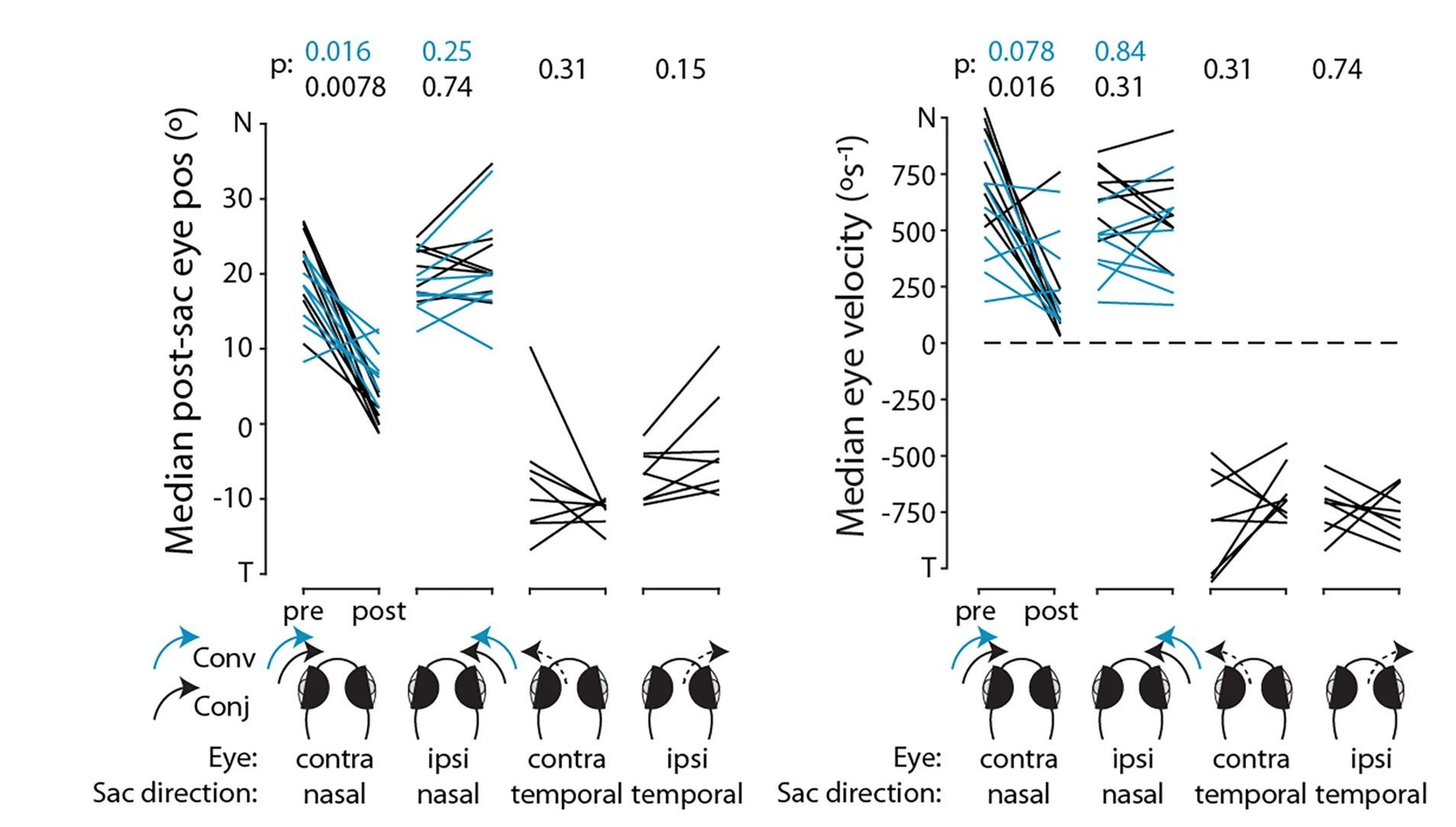 Open access visualization of Line Plot, Eye Position, Eye Velocity, Conjugate Saccades, Convergent Saccades