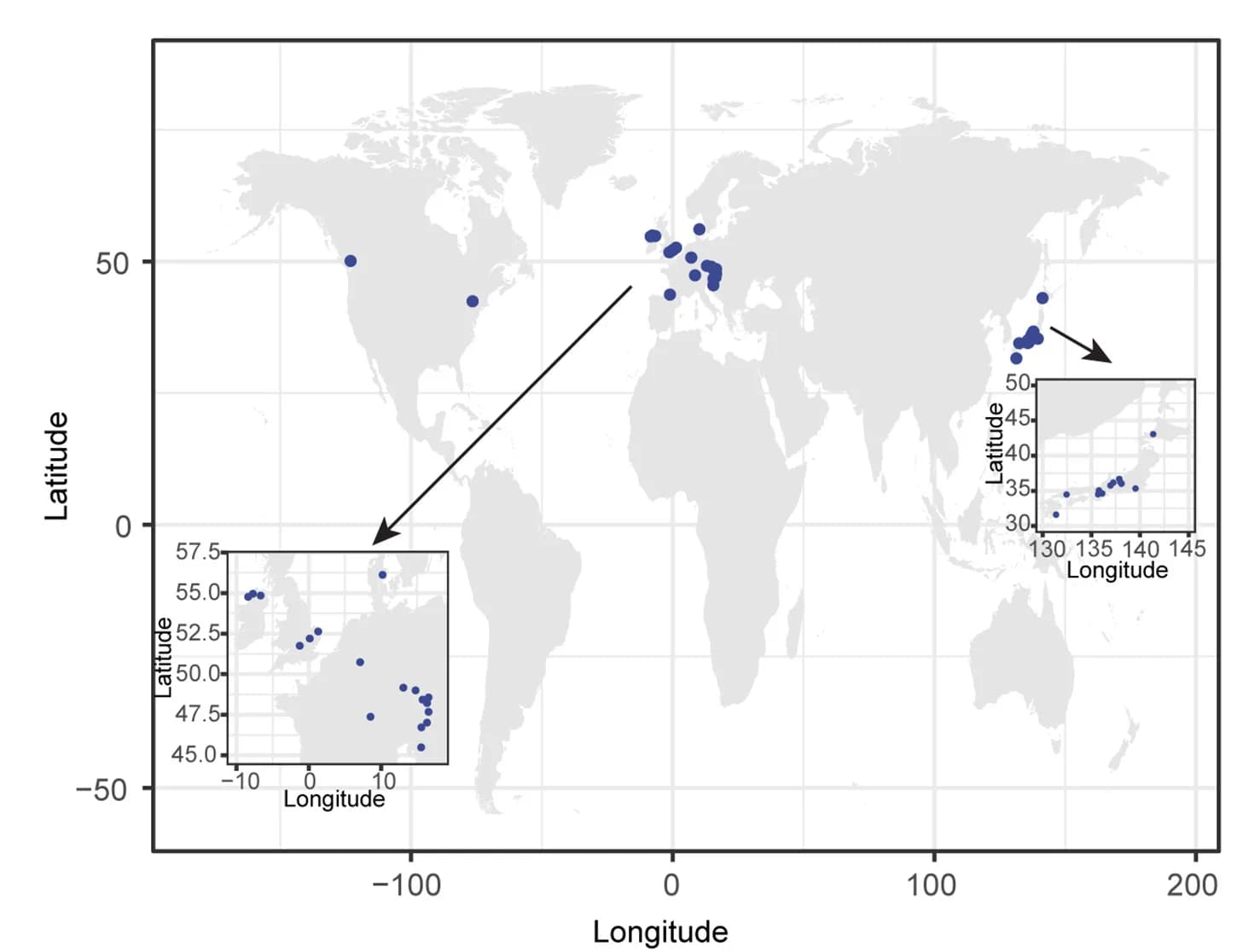 Open access visualization of Geo Map, Geographical Distribution, Accessions, Collection Sites, European Sites