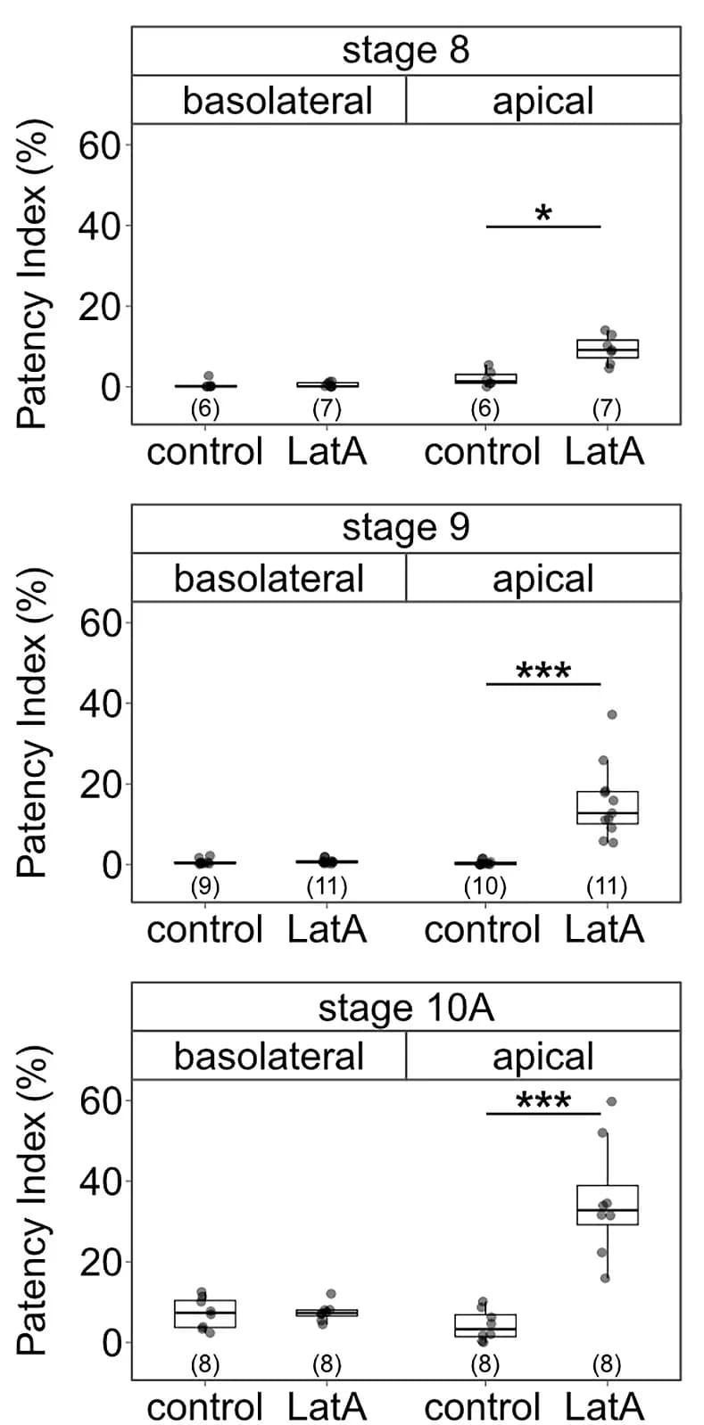 Open access visualization of Box Plot, Scatter Plot, Follicles, DMSO, Latrunculin A