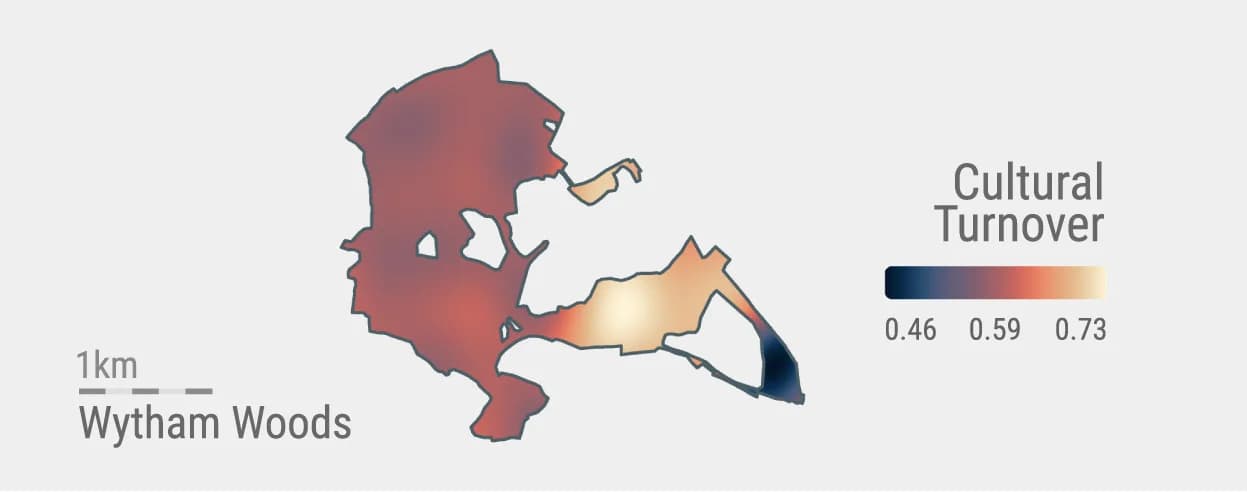 Open access visualization of Geo Map, Population Distribution, Cultural Turnover, Space, Study Period