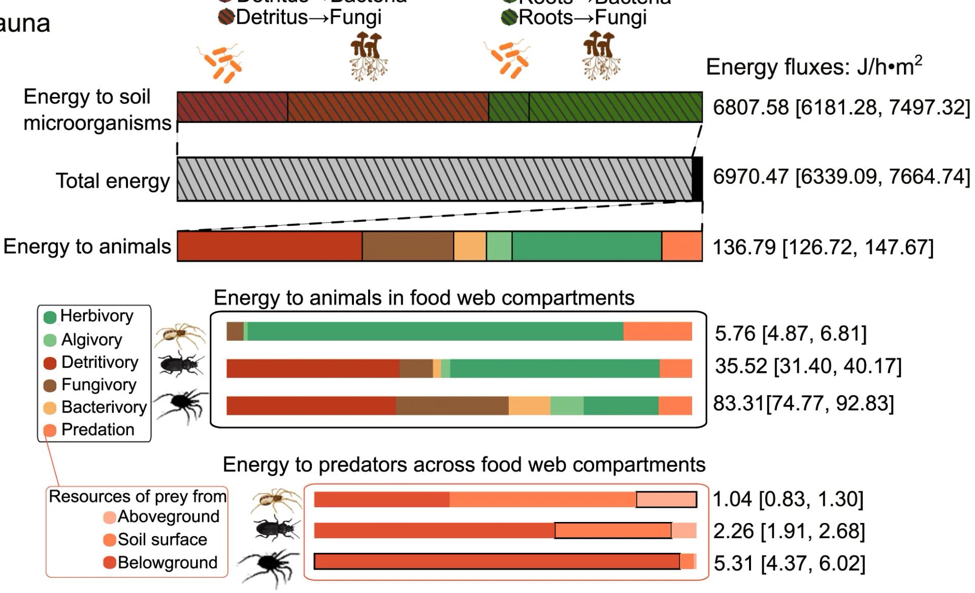 Open access visualization of Bar Plot, Stacked Bar Plot, Energy Flux, Food Web, Basal Resources