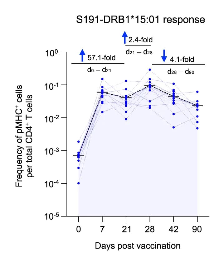 Open access visualization of Line Plot, Scatter Plot, Error Bars, Fold-Change, CD4+T Cell Response