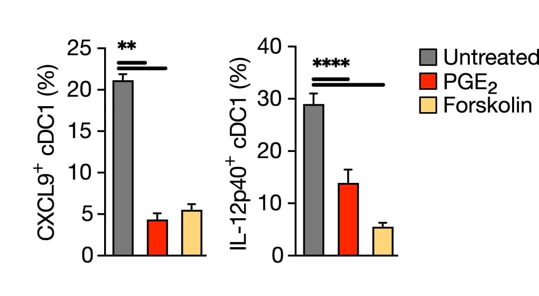Open access visualization of Bar Plot, Error Bars, Clustered, cDC1s, PGE2