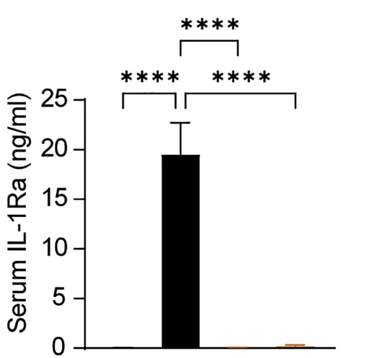 Open access visualization of Bar Plot, Error Bars, Serum, IL-1Ra Levels, IL-1Rafl/fland Mice