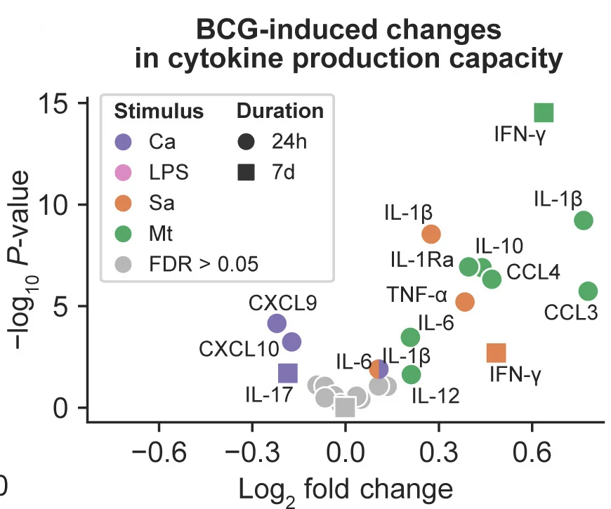 Open access visualization of Scatter Plot, Volcano Plot, BCG Vaccination, Cytokine Production, C. Albicans