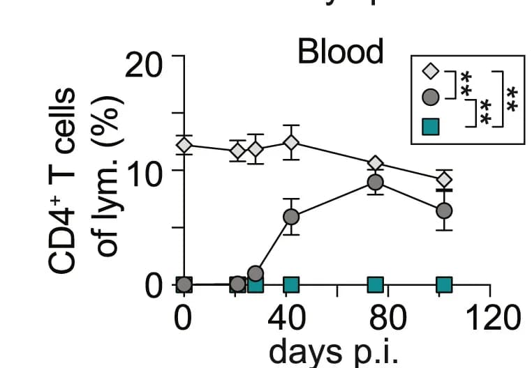 Open access visualization of Line Plot, Error Bars, CD4+ T Cells, Peripheral Blood Lymphocytes
