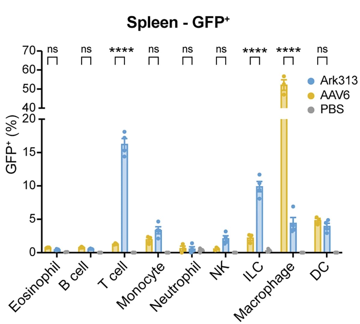 Open access visualization of Bar Plot, Error Bars, Clustered, Scatter Plot, GFP Expression