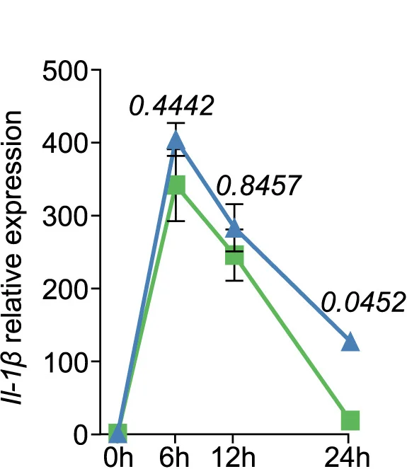 Open access visualization of Line Plot, Error Bars, Real-time PCR, Il-1β mRNA Expression, Lungs