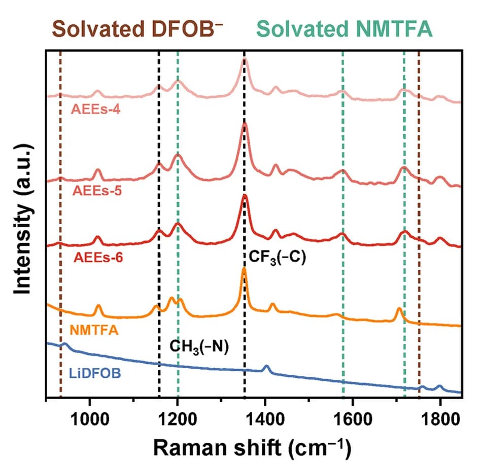 Open access visualization of Line Plot, LiDFOB, NMTFA, AEEs-x, Raman Spectra