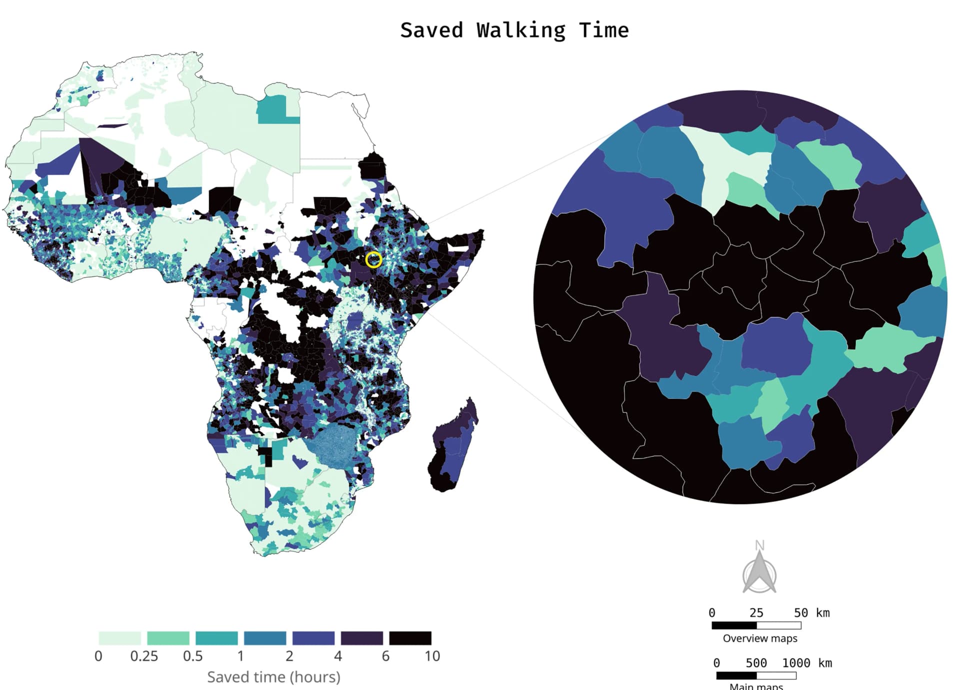 Open access visualization of Geo Map, Walking Time