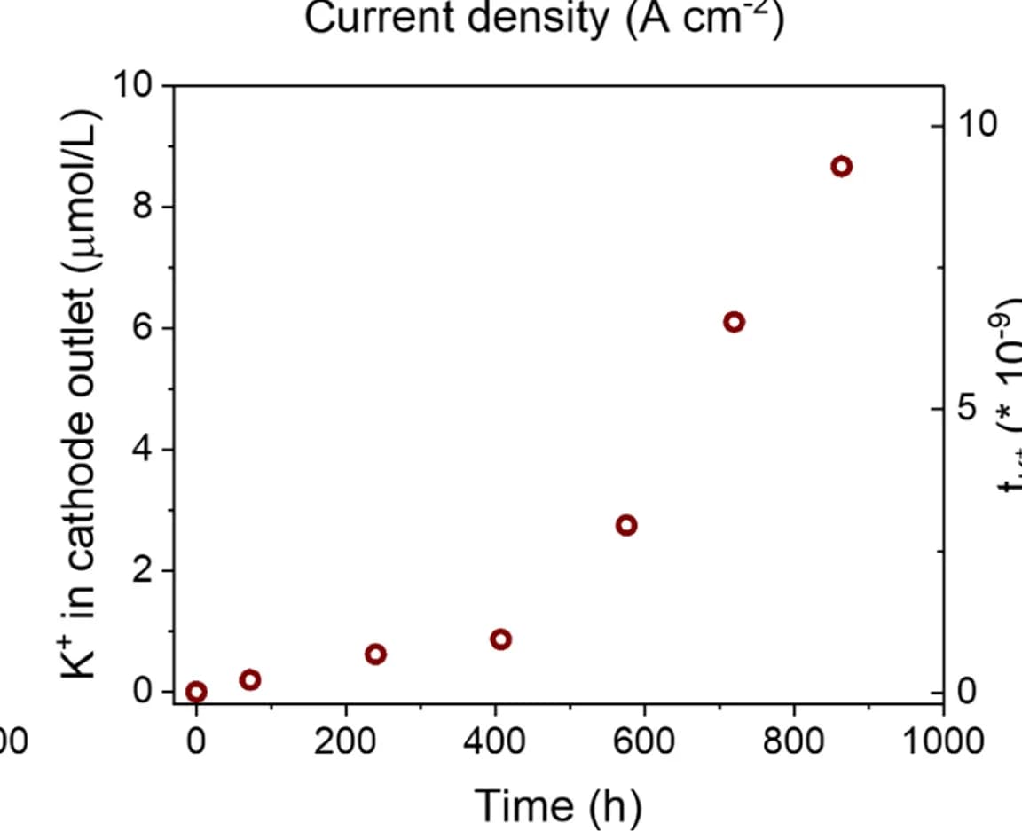Open access visualization of Scatter Plot, K+ Concentration, Cathode Outlet, K+ Transference Number, Durability Test