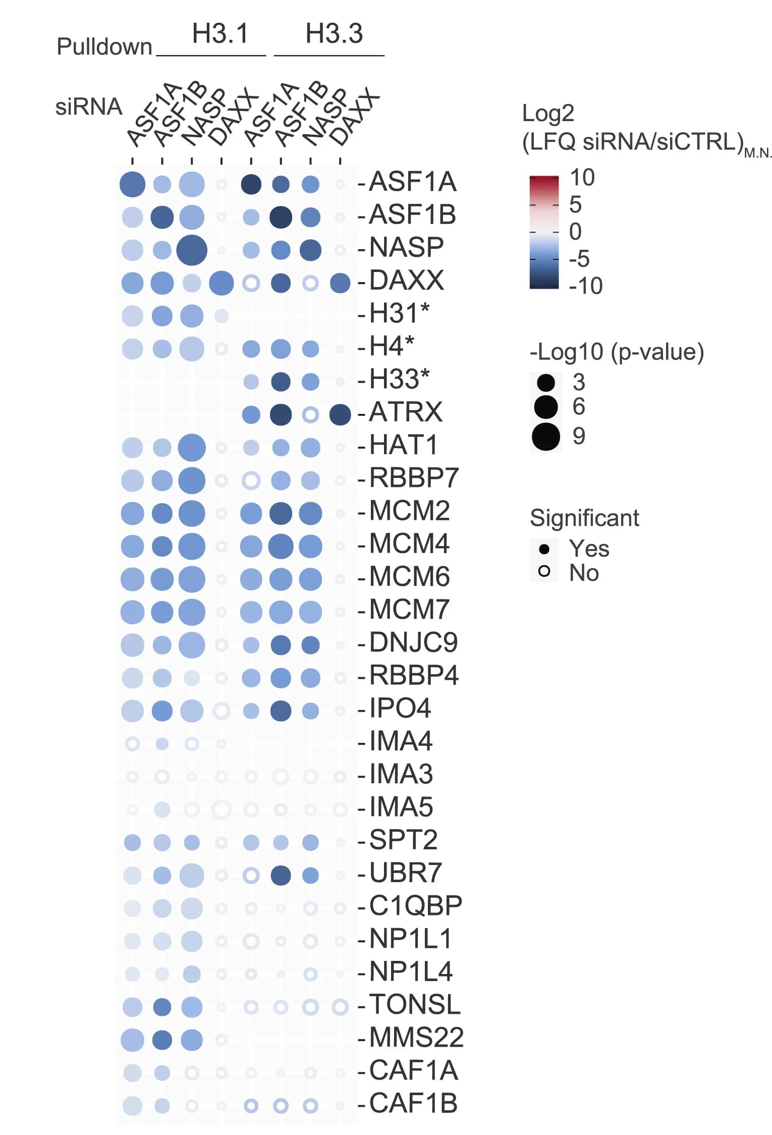 Open access visualization of Bubble Plot, Heatmap, Protein Abundance, Histone H3.1, Histone H3.3