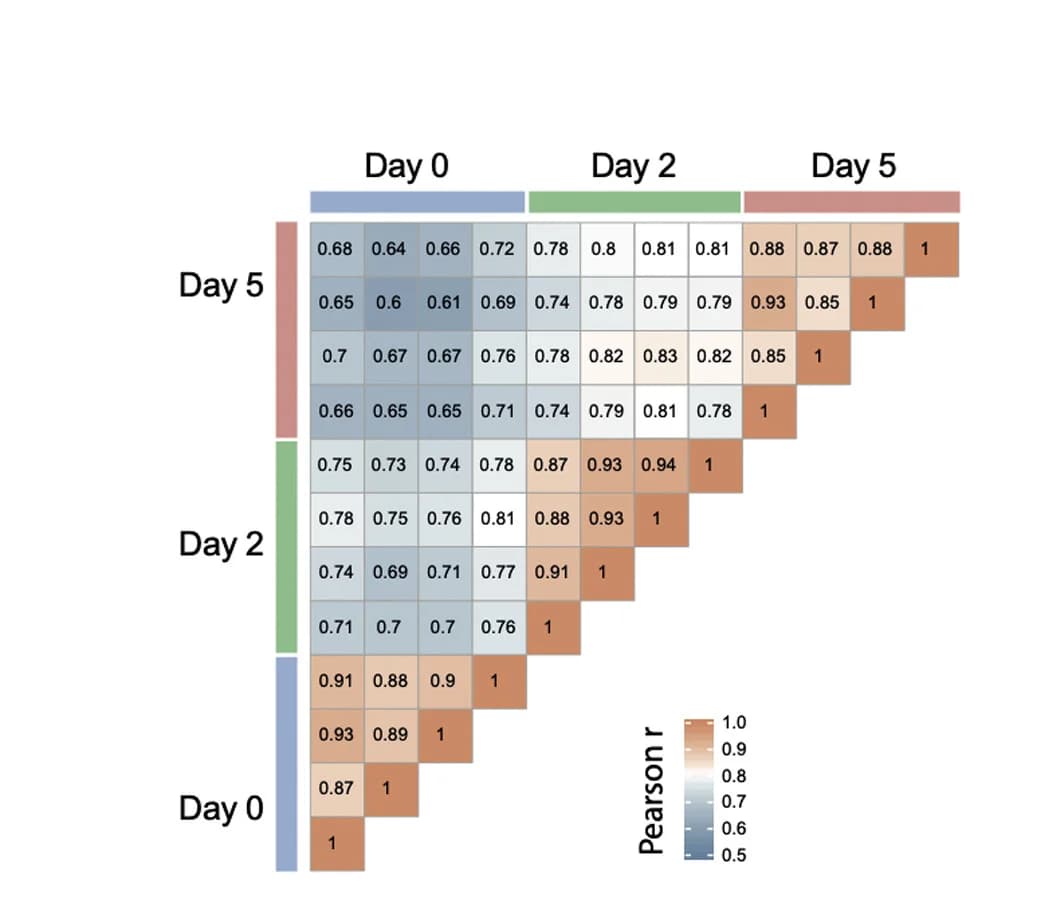 Open access visualization of Heatmap, Reporter Expression, Correlation Matrix, Pearson Correlation, Biological Replicates