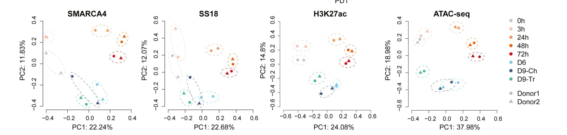 Open access visualization of Scatter Plot, PCA, mSWI/SNF Subunit, H3K27Ac CUT&Tag, ATAC-seq