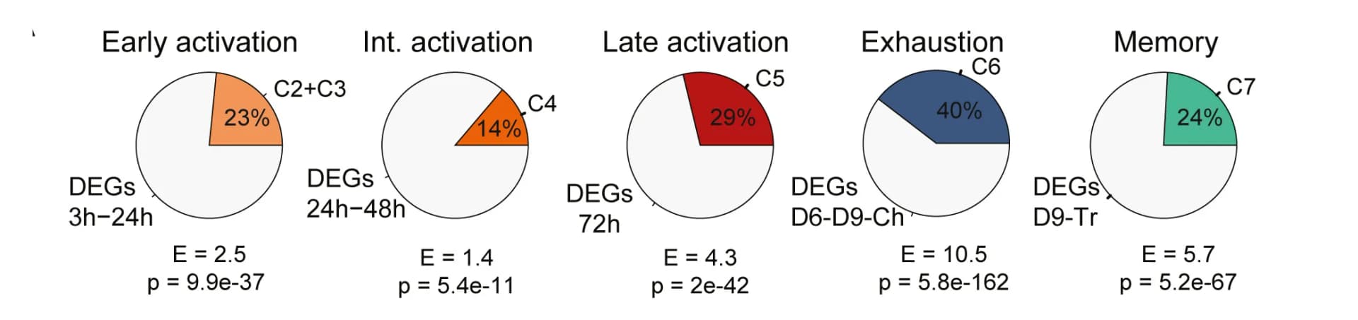 Open access visualization of Pie Chart, Pie Charts, Differentially Expressed Genes, Clusters