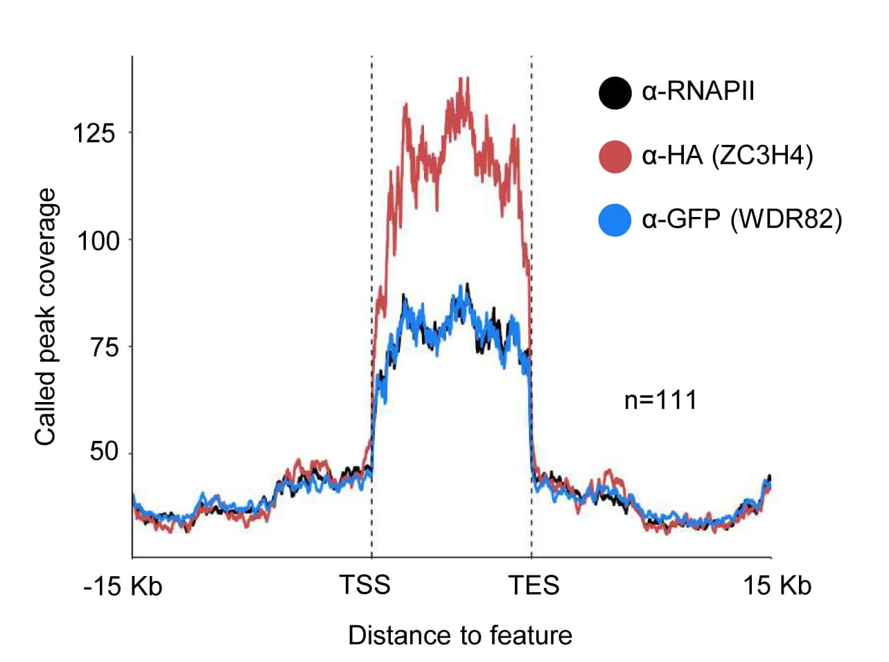 Open access visualization of Line Plot, Meta-analysis, RNAPII, WDR82, ZC3H4