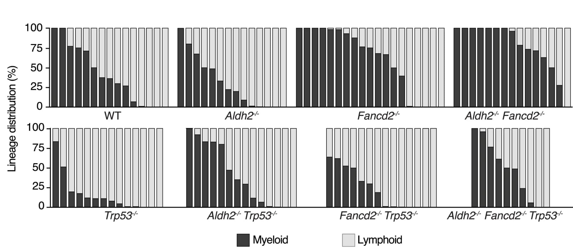 Open access visualization of Stacked Bar Plot, Lineage Distribution, Myeloid Output, Lymphoid Output, HSCs