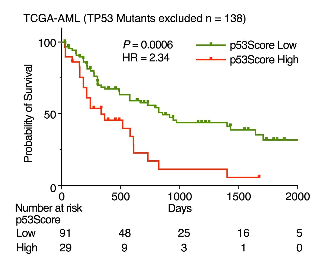 Open access visualization of Survival Curve, Line Step, Kaplan Meier, TP53 Wild-type, AML