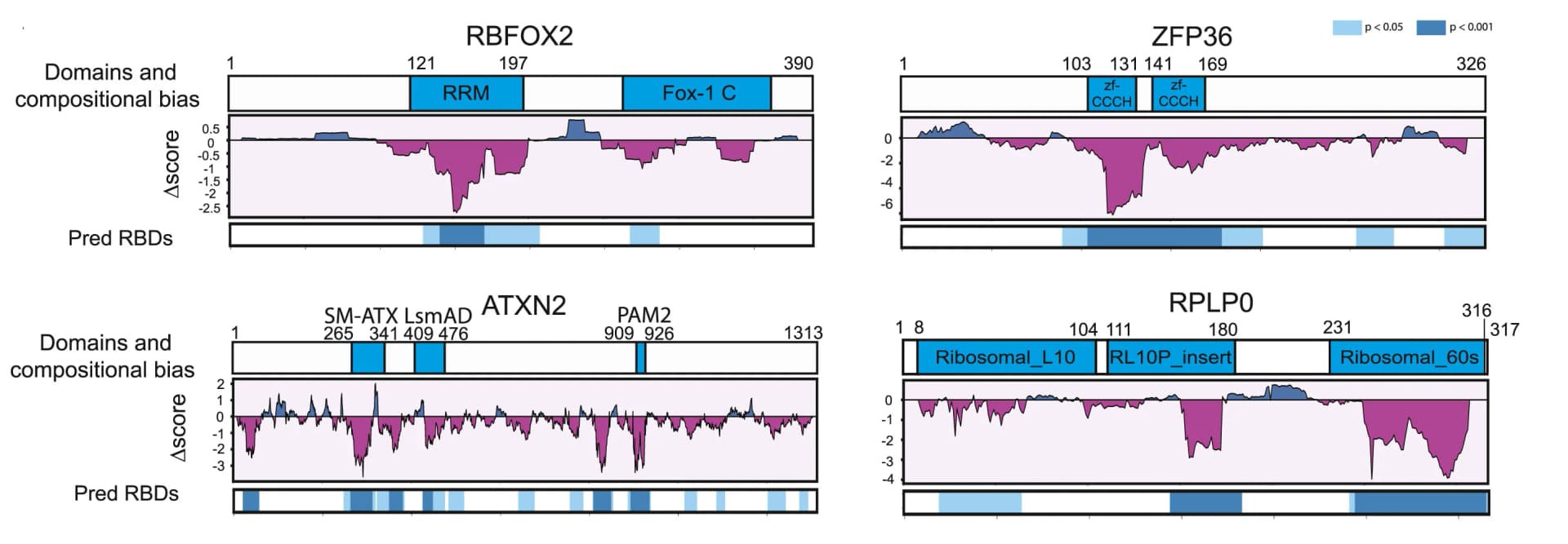Open access visualization of Line Plot, Occlusion Maps, RBFOX2, ZFP36, ATXN2