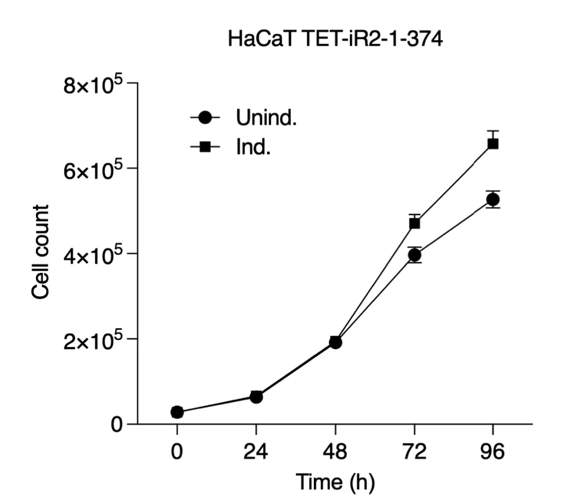 Open access visualization of Line Plot, Error Bars, Growth Curves, HaCaT Cells, iRhom2-1-374