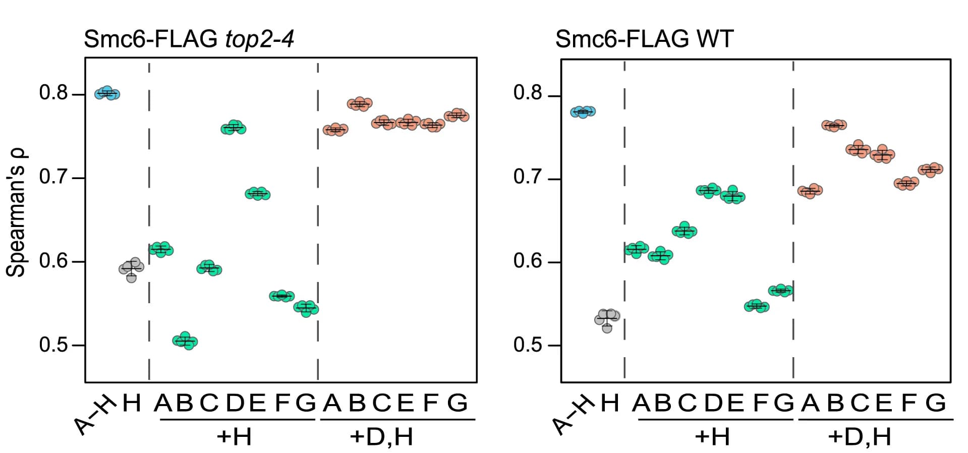 Open access visualization of Scatter Plot, Error Bars, Smc6-FLAG Enrichment, Wild-Type Cells