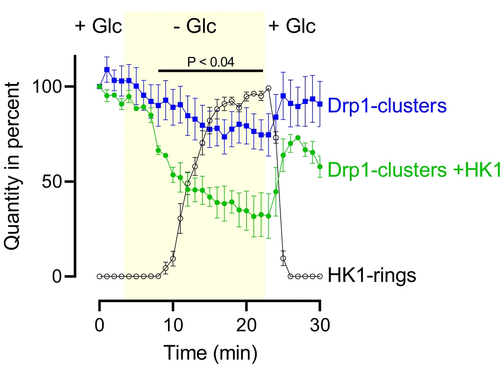Open access visualization of Line Plot, Error Bars, HK1-Rings, Drp1 Clusters, Energy Stress