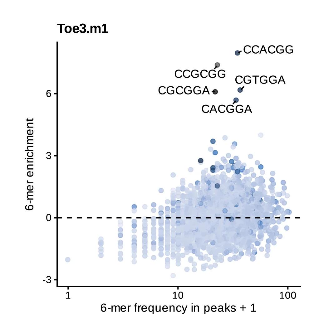 Open access visualization of Scatter Plot, DNA Sequences, ChIP Peaks, Motif Similarity