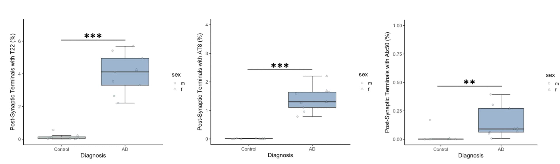 Open access visualization of Box Plot, Scatter Plot, Quantification, Synaptic Terminals, Tau