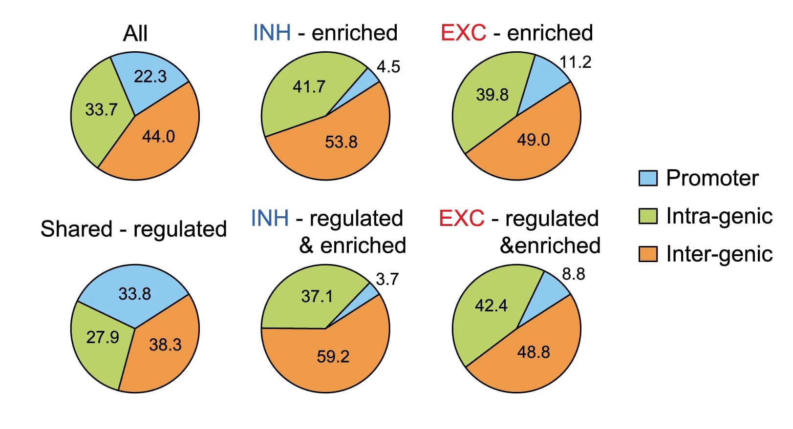 Open access visualization of Pie Chart, H3K27Ac Peaks, Genomic Location, Percentages