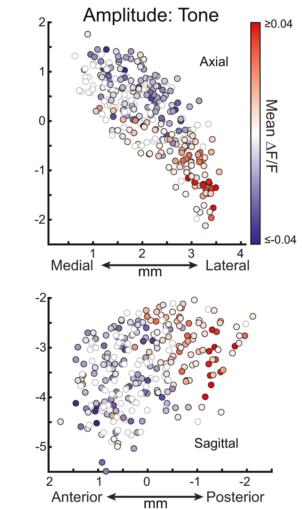 Open access visualization of Scatter Plot, Amplitude, ΔF/F, Tone, Fibers