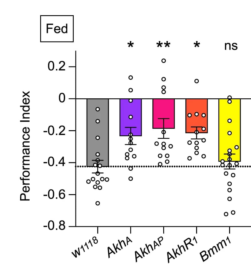 Open access visualization of Bar Plot, Error Bars, Scatter Plot, Aversive Memory, w1118 Flies