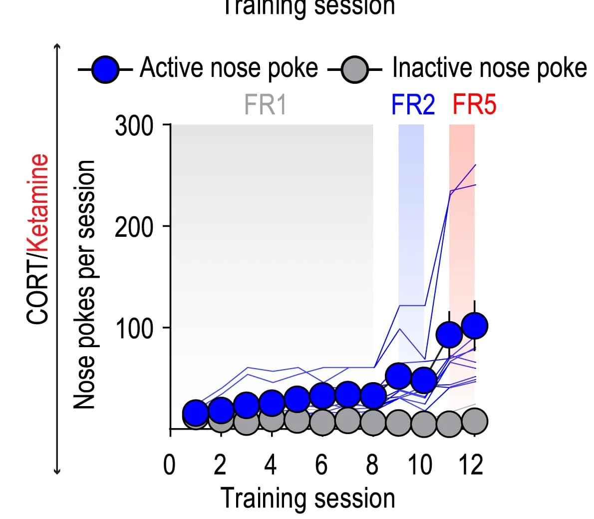 Open access visualization of Line Plot, Error Bars, Sucrose Self-Administration, Stressed Mice, Saline