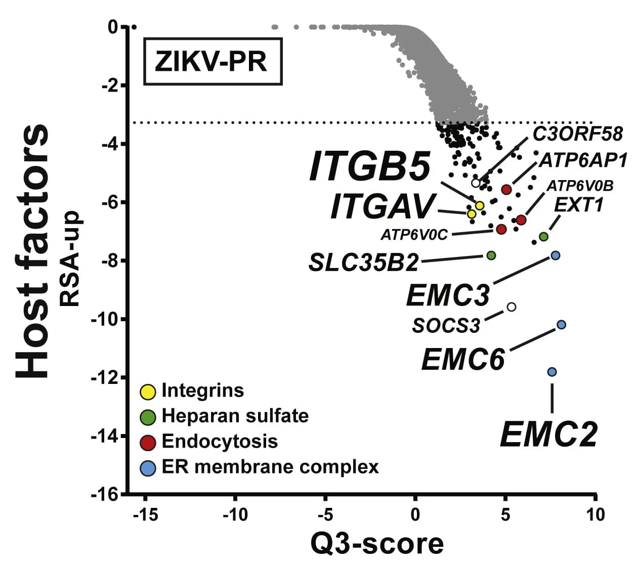 Open access visualization of Volcano Plot, Scatter Plot, RSA plots, Host factor genes, ZIKV-PR