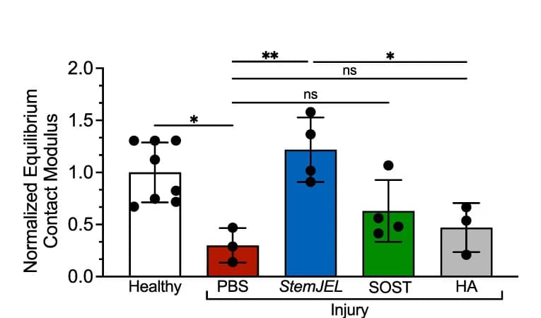 Open access visualization of Bar Plot, Error Bars, Rabbit Condyles, Equilibrium Contact Modulus, Normalized Data