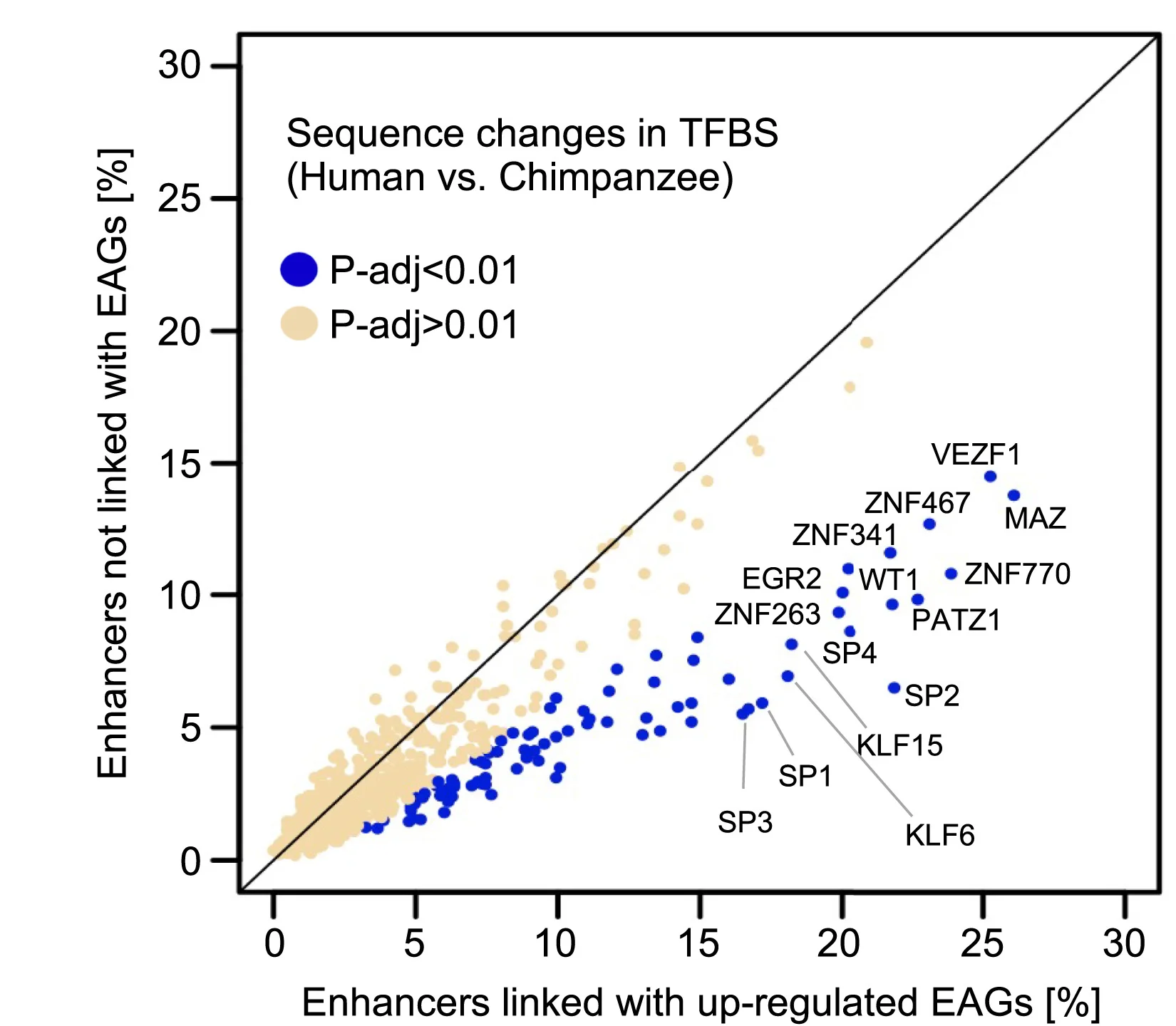 Open access visualization of Scatter Plot, Regression Plot, TF Frequency, TF Binding Sites, TFBS
