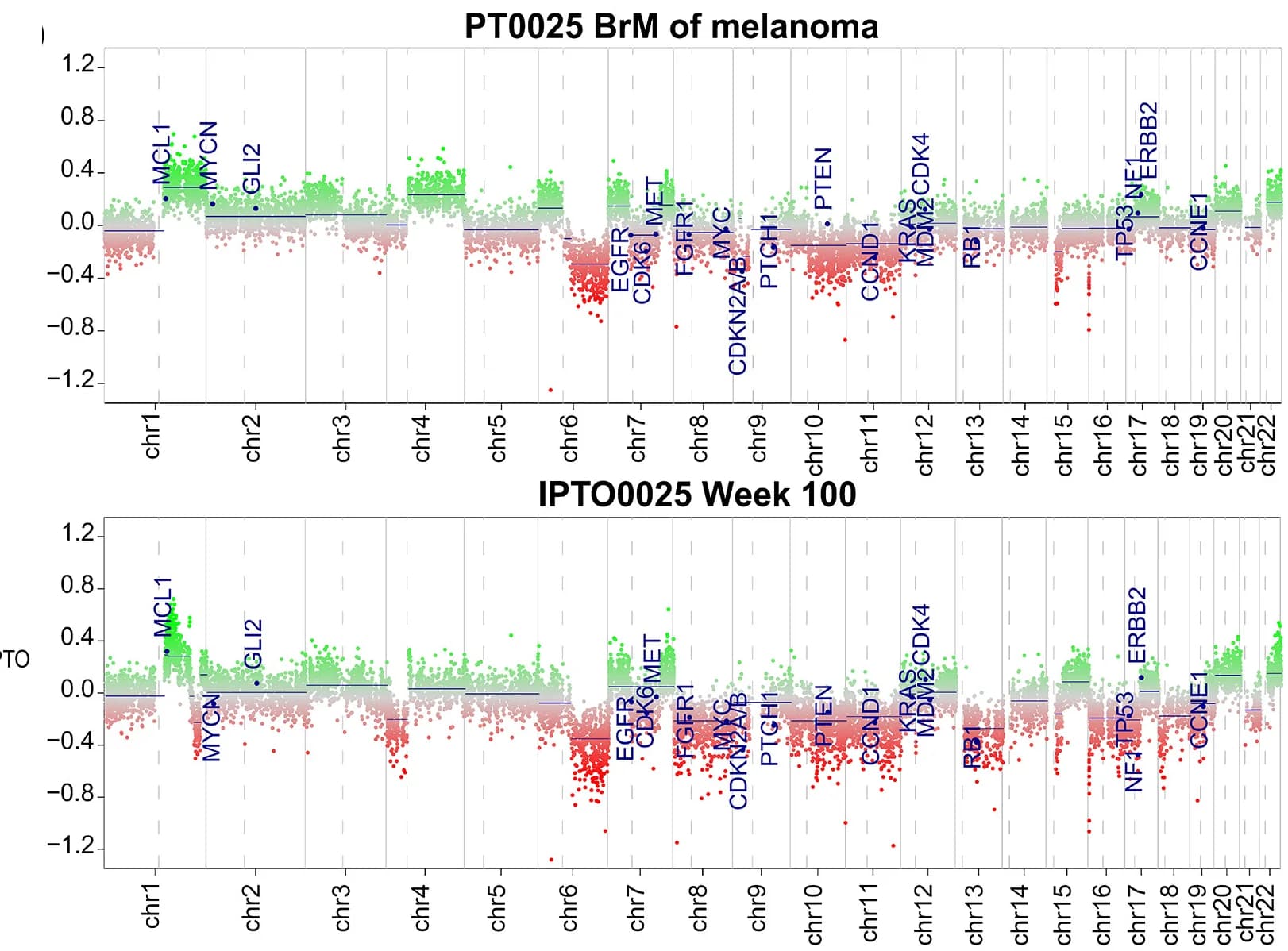 Open access visualization of Scatter Plot, CNVs, DNA Methylation Array, Melanoma, Paired IPTO