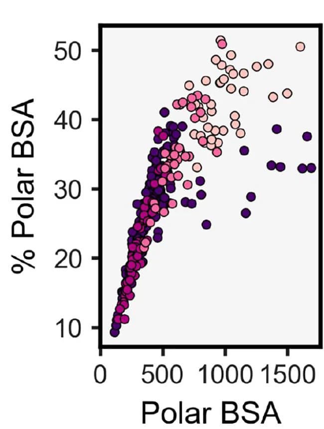 Open access visualization of Scatter Plot, SCM Cages, Polar Buried Surface Area, BSA Fraction, Polar BSA