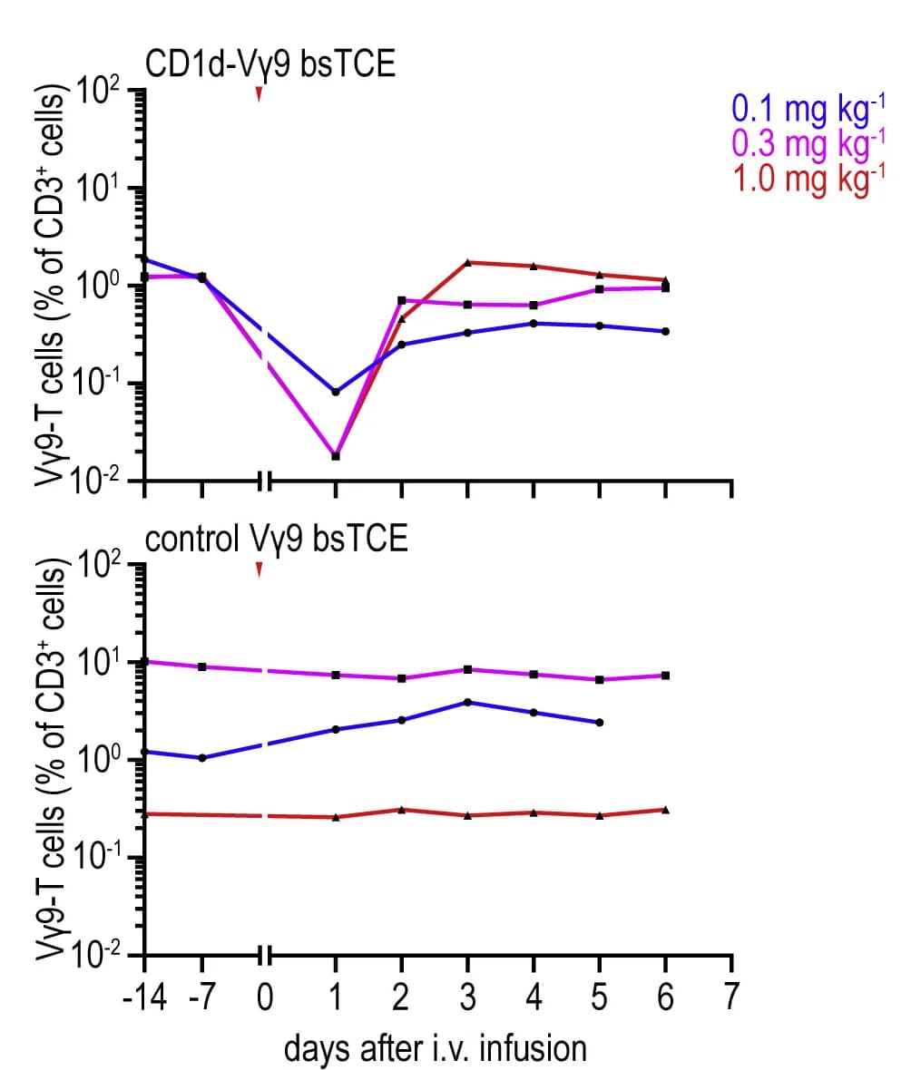 Open access visualization of Line Plot, V9-T Cell, CD3+ Cells, bsTCE