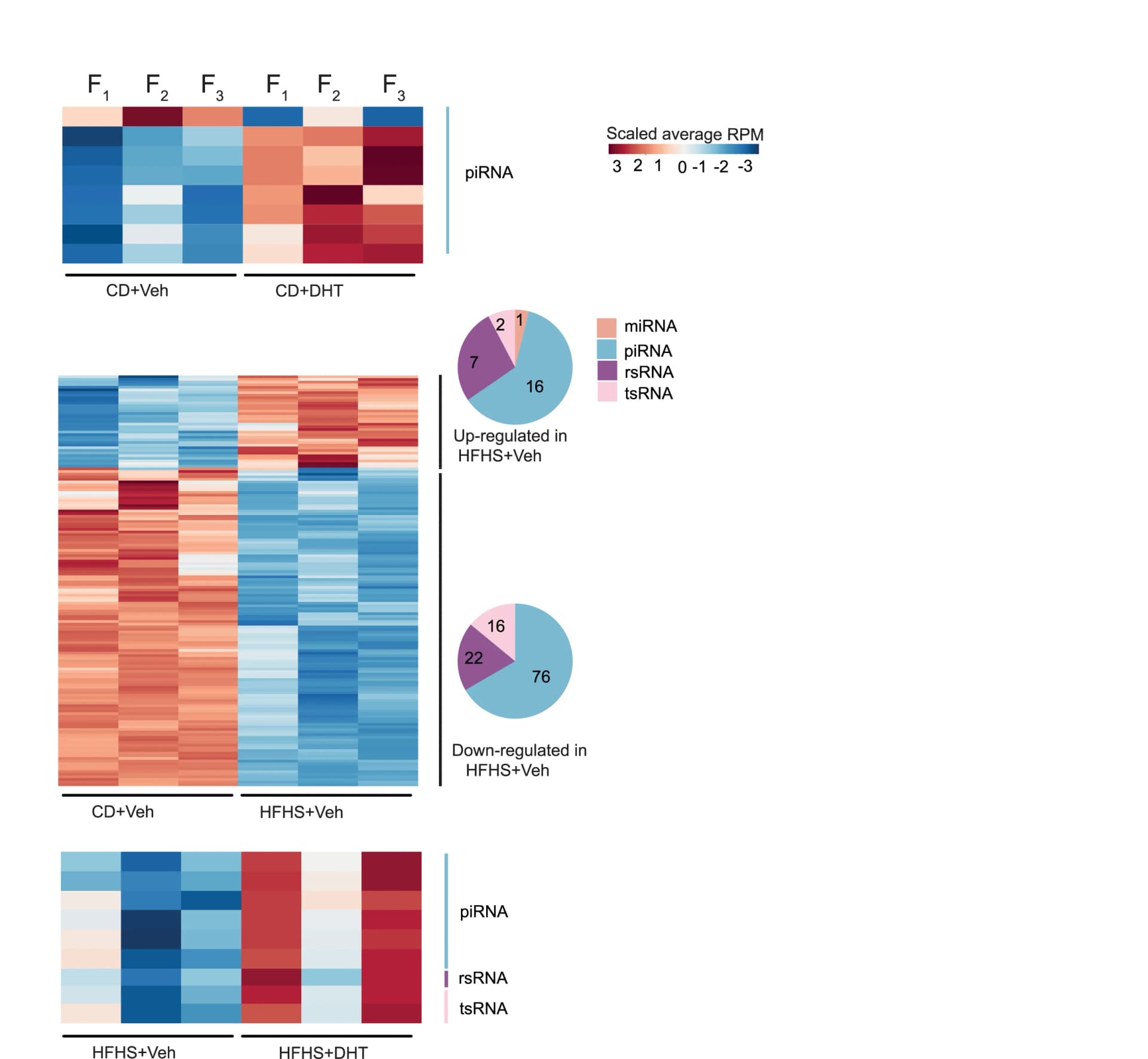 Open access visualization of Heatmap, Pie Chart, Transgenerational expression, miRNA, piRNA