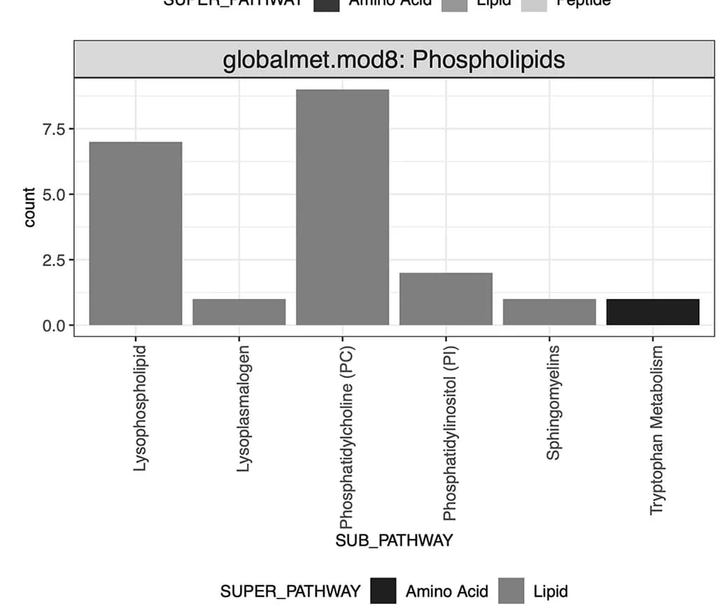 Open access visualization of Bar Plot, Phospholipid Metabolites, Globalmet.mod8, Plasma Metabolomics