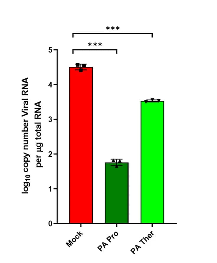 Open access visualization of Bar Plot, Error Bars, PA administration, Lung vRNA, Viral RNA
