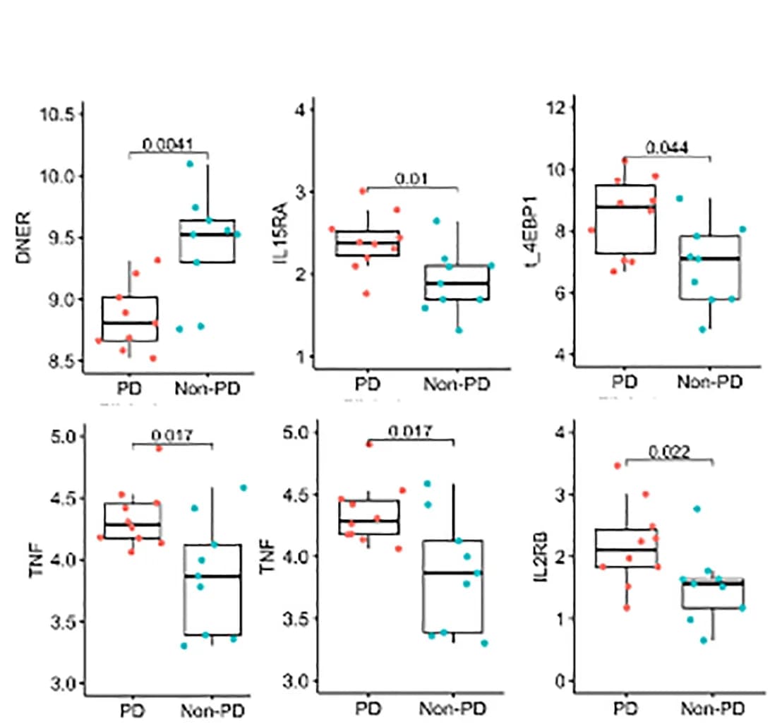 Open access visualization of Box Plot, Scatter Plot, OLINK Plasma Analysis, Circulating Proteins, Inflammation Panel