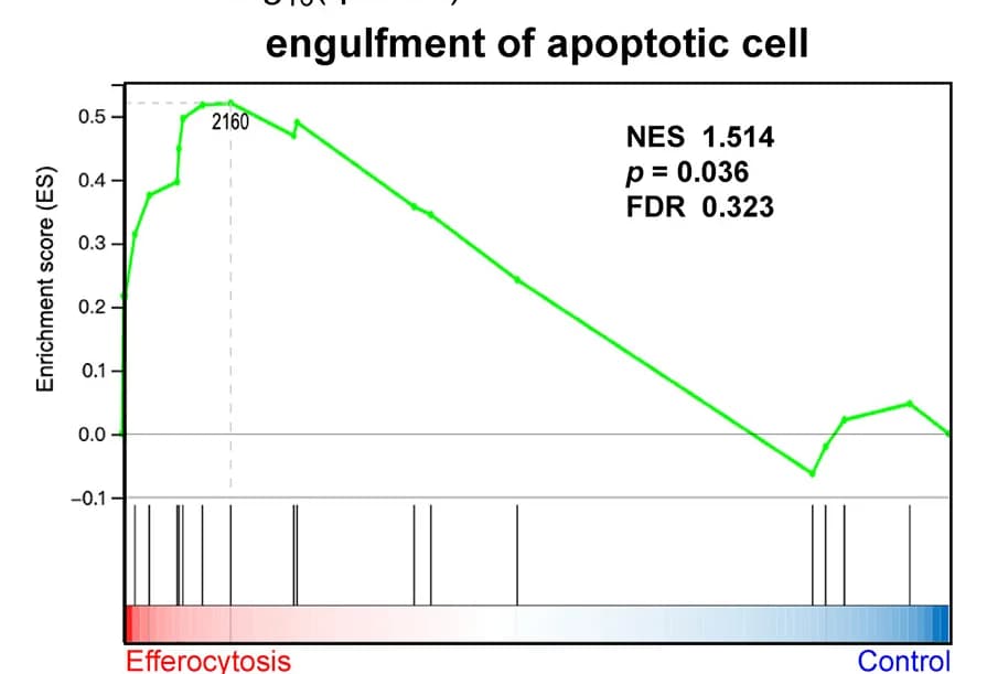 Open access visualization of Line Plot, GSEA, Apoptotic Cell Engulfment, TDMs, Control