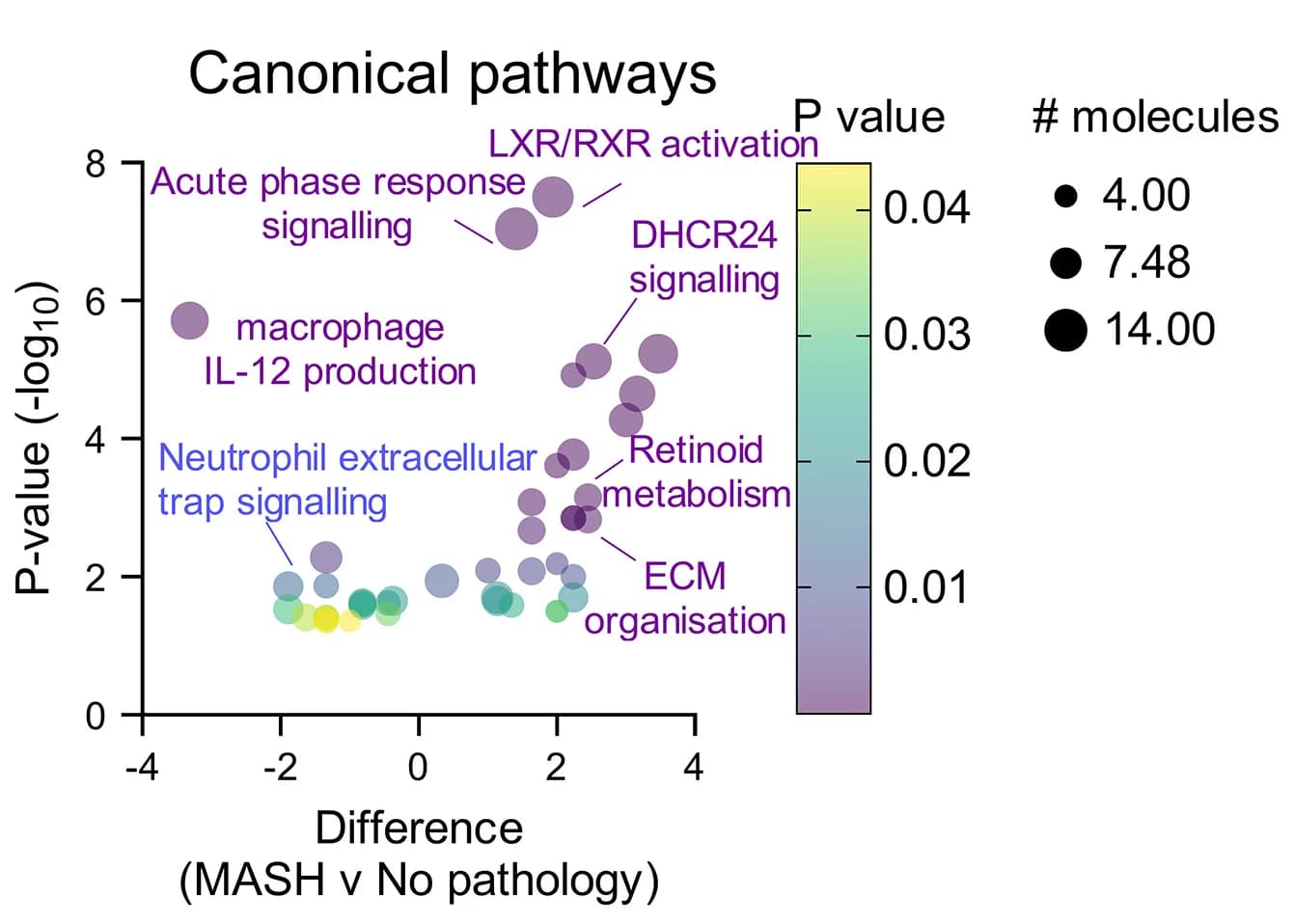 Open access visualization of Scatter Plot, Bubble Plot, Ingenuity Pathway Analysis, Canonical Pathways