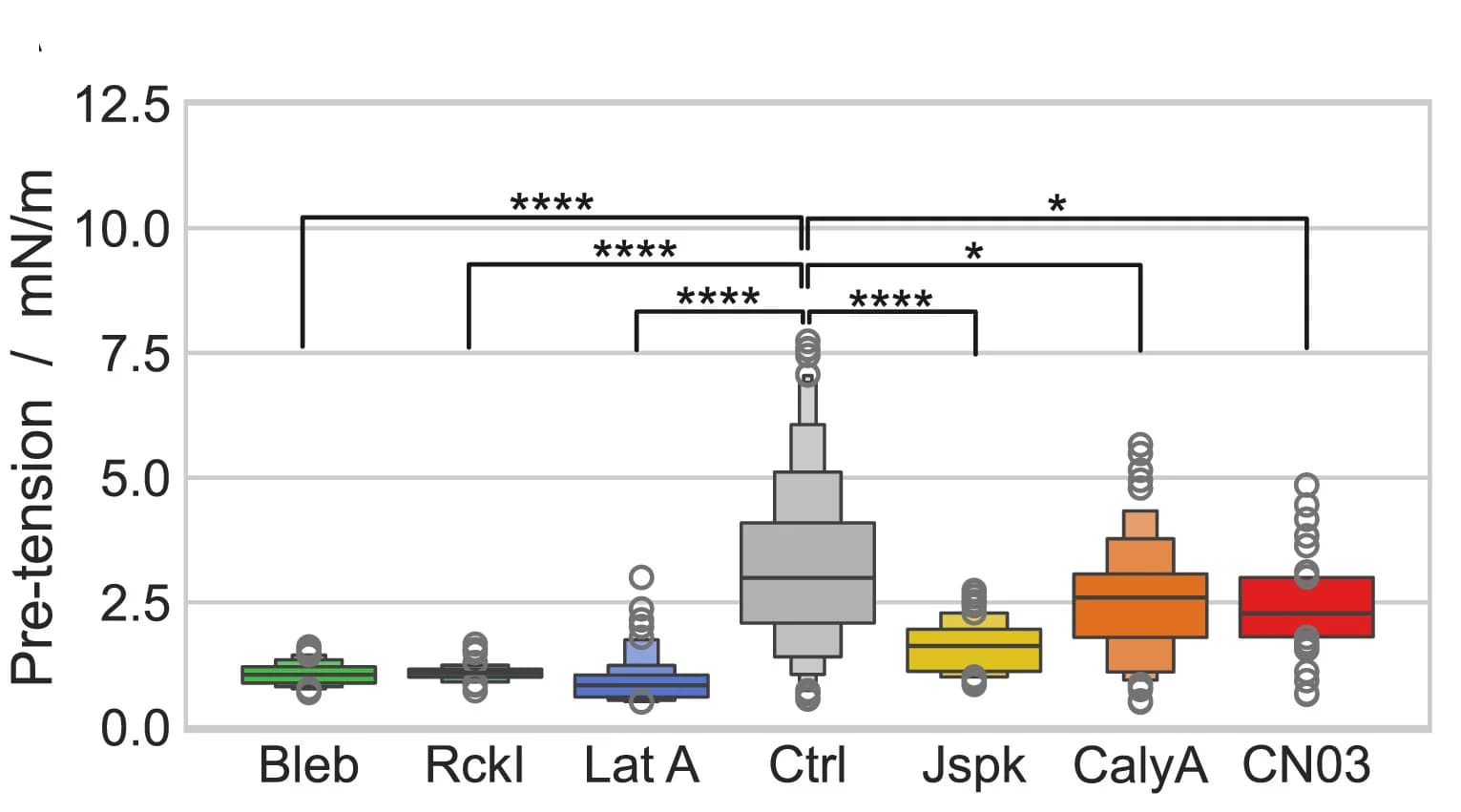 Open access visualization of Violin Plot, Box Plot, Raincloud Plot, Pre-Tension, WT-MDCK-II Cyst