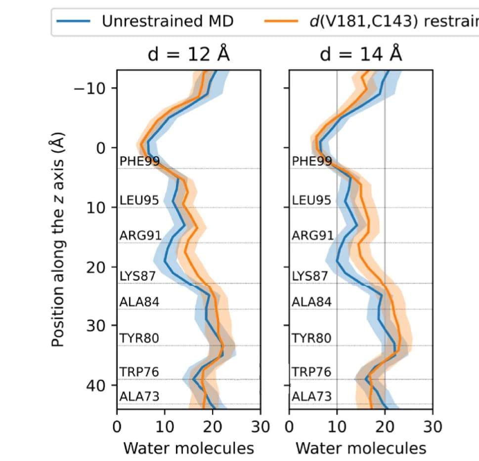 Open access visualization of Line Plot, Error Bars, Water Molecules, Pore, MD